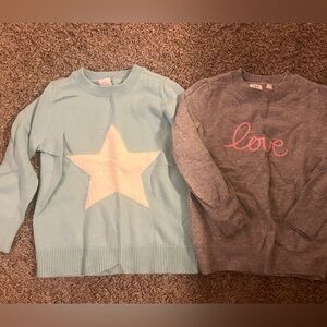 Gap kids XS (4-5) sweater bundle-Blue Star Sweater and Gray Love Sweater